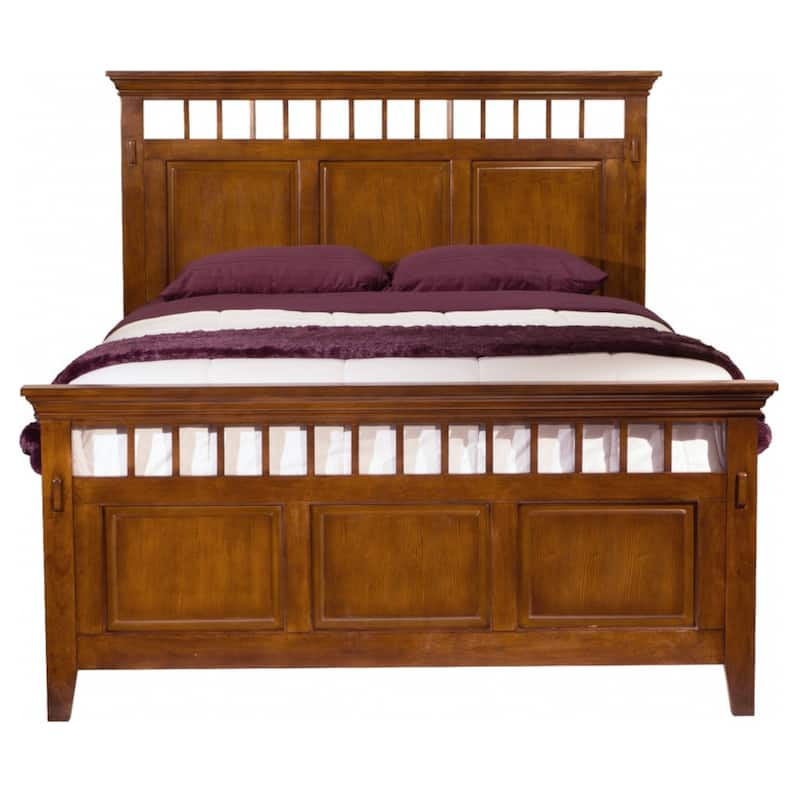 Distressed Wooden Queen Panel Bed - 87" - Brown
