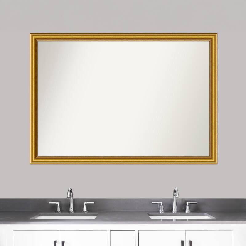 Townhouse Gold Framed Non-Beveled Custom Wall Mirror, Bathroom Vanity Mirror