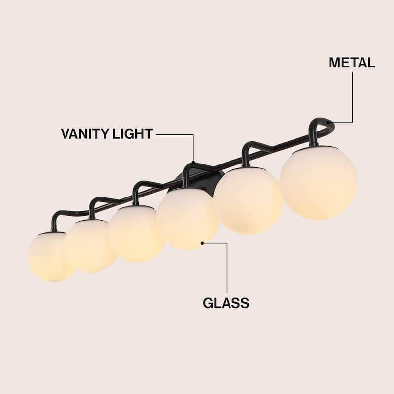 Globe Metal/Frosted Glass Modern LED Vanity, by JONATHAN Y