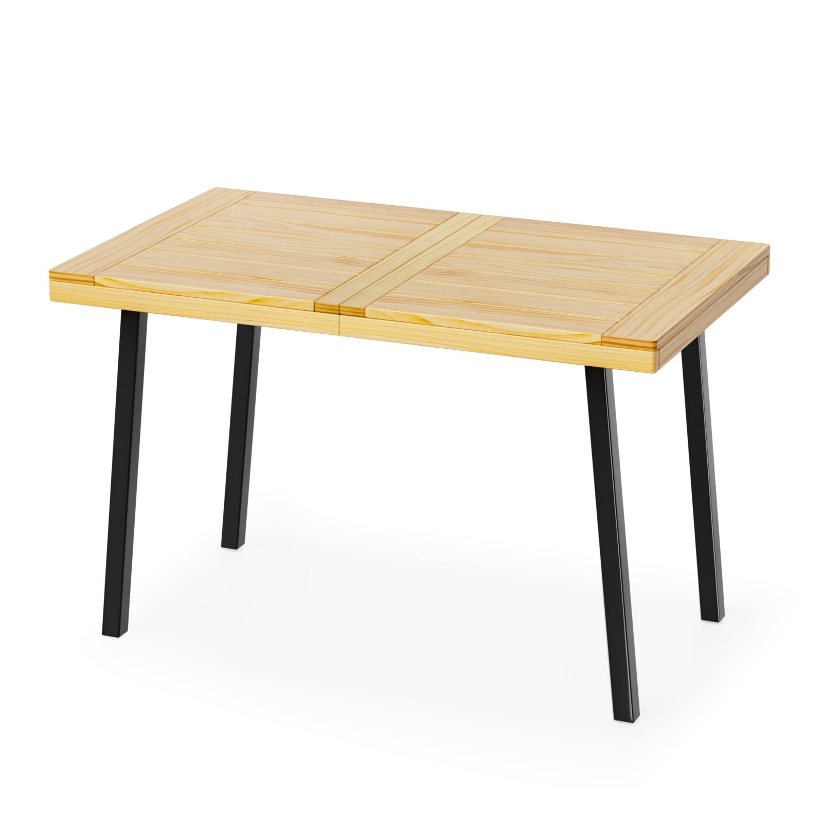47.2" Solid Wood Dining Table with Metal Legs for 4