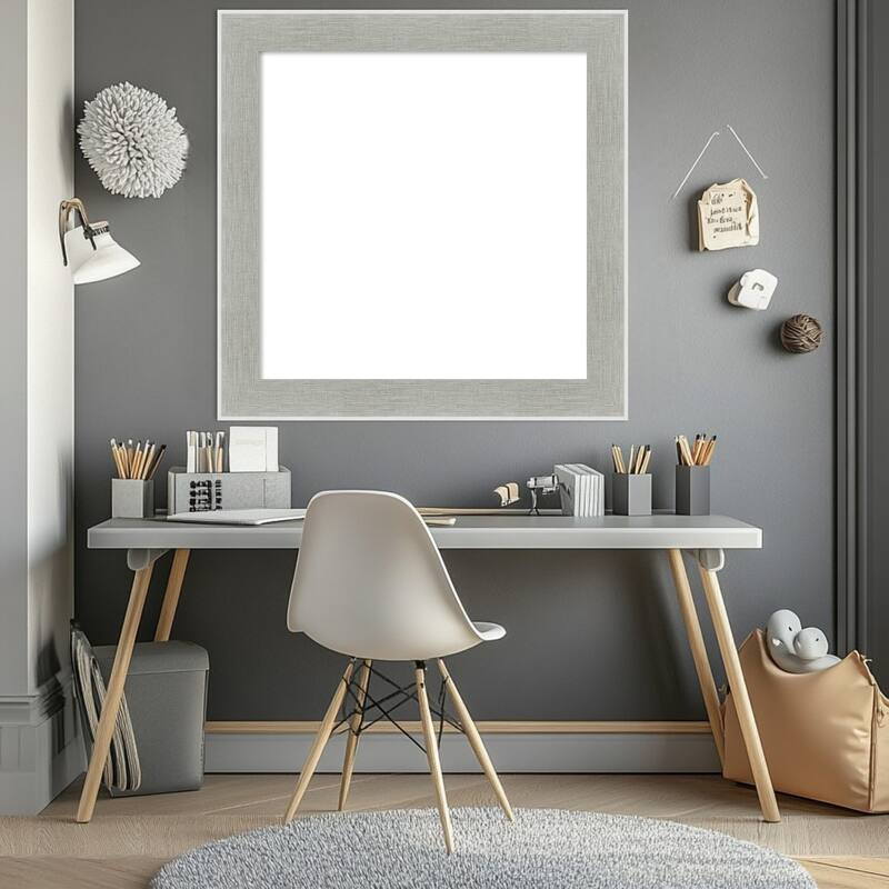 Amanti Art Glam Linen Grey Framed Dry Erase Magnetic Board