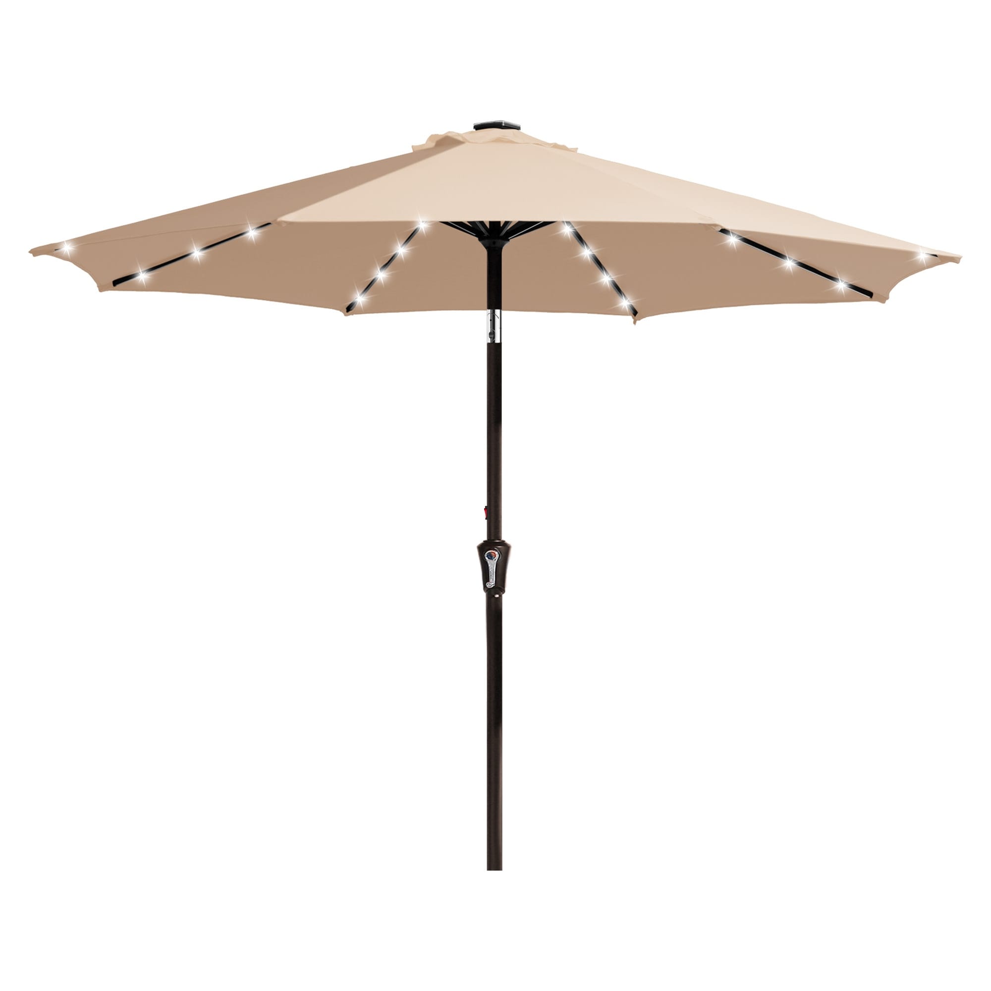 9FT Solar LED Patio Umbrella,Tilt & Crank Outdoor Yard Umbrella