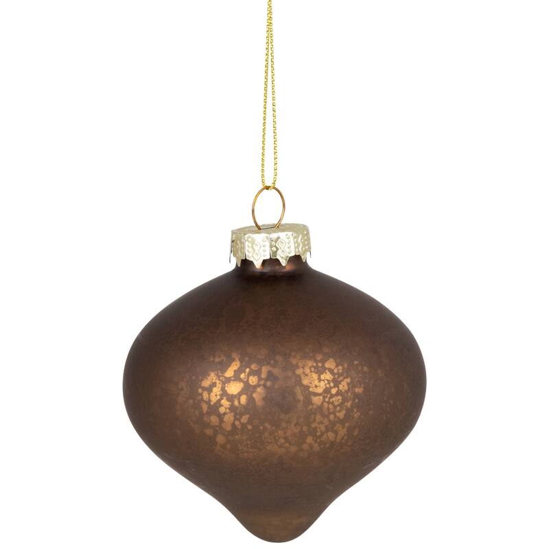 Mercury Onion and Ball Glass Christmas Ornament Set - 3" - Gold - 12ct