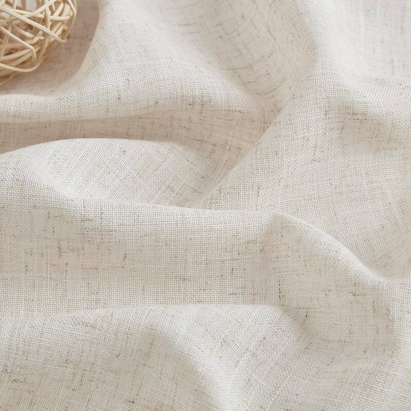 Semi Sheer Curtains Textured Linen Blended Light Filtering Window Curtains