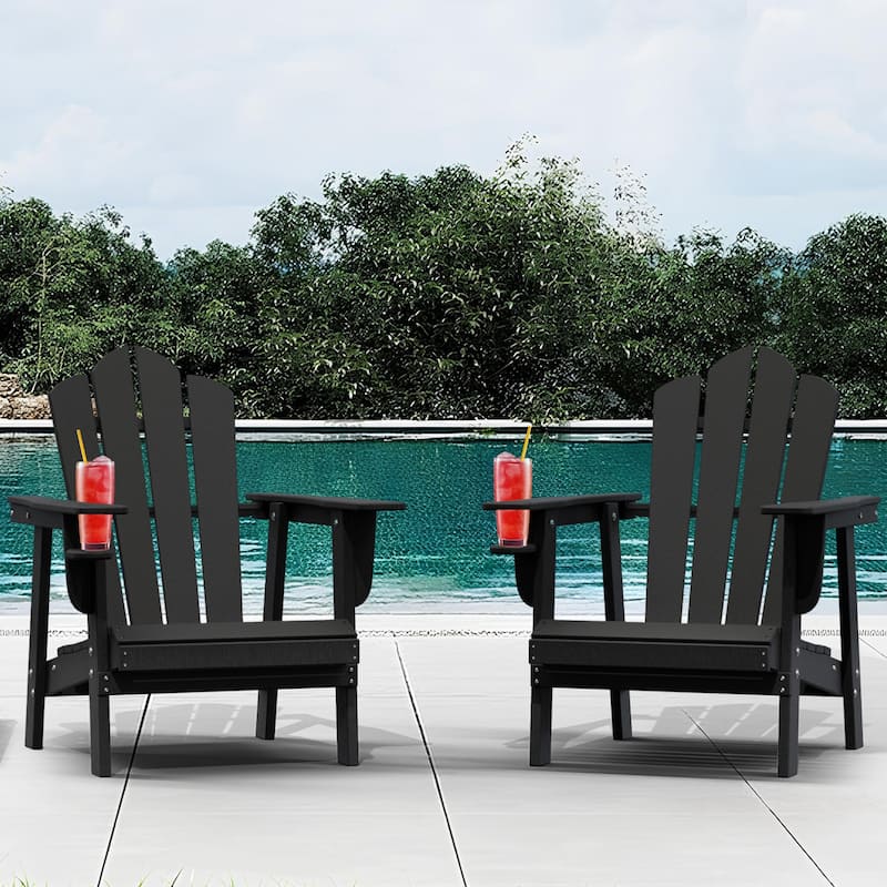 Outdoor Adirondack Chairs Outdoor Chair Plastic Lawn Chairs for Outdoor Use Set of 2 - Antique Black