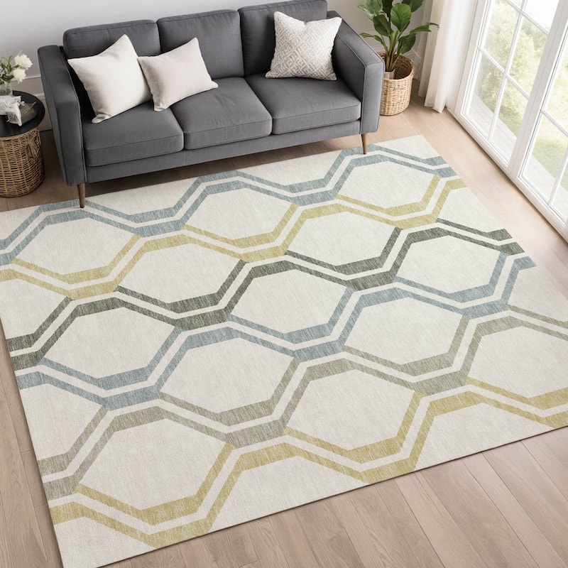 Machine Washable Indoor/ Outdoor Contemporary Dimensions Chantille Rug