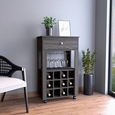Bar Cart With Twelve Built-in Wine Rack