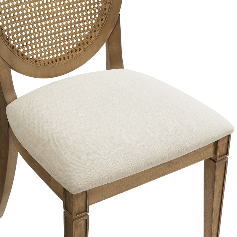 Katia 5Pc Dining Table Set For 4 Cane-Back Upholstered Chairs