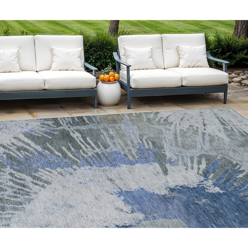 HomeRoots Abstract Transitional Rectangle Outdoor Rug