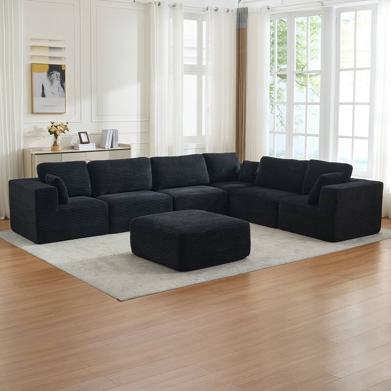 Convertible Corduroy Modular Sectional Sofa