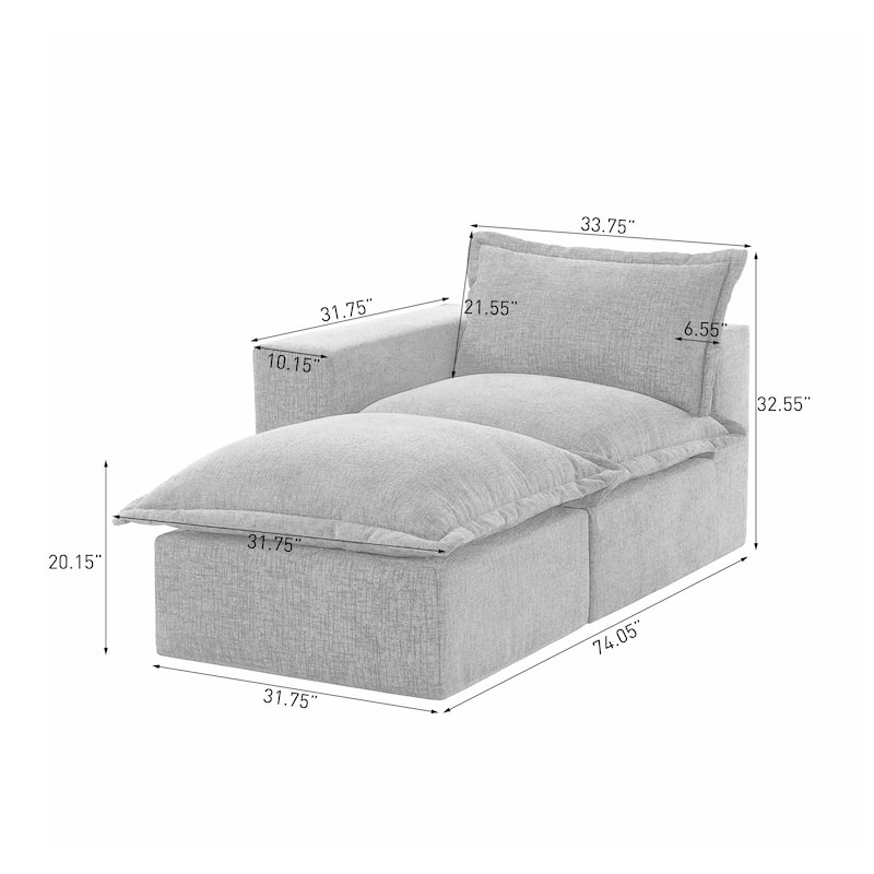 Chenille L-Shaped Modular Sectional Sofa Comfy Cloud Couch For Living Room