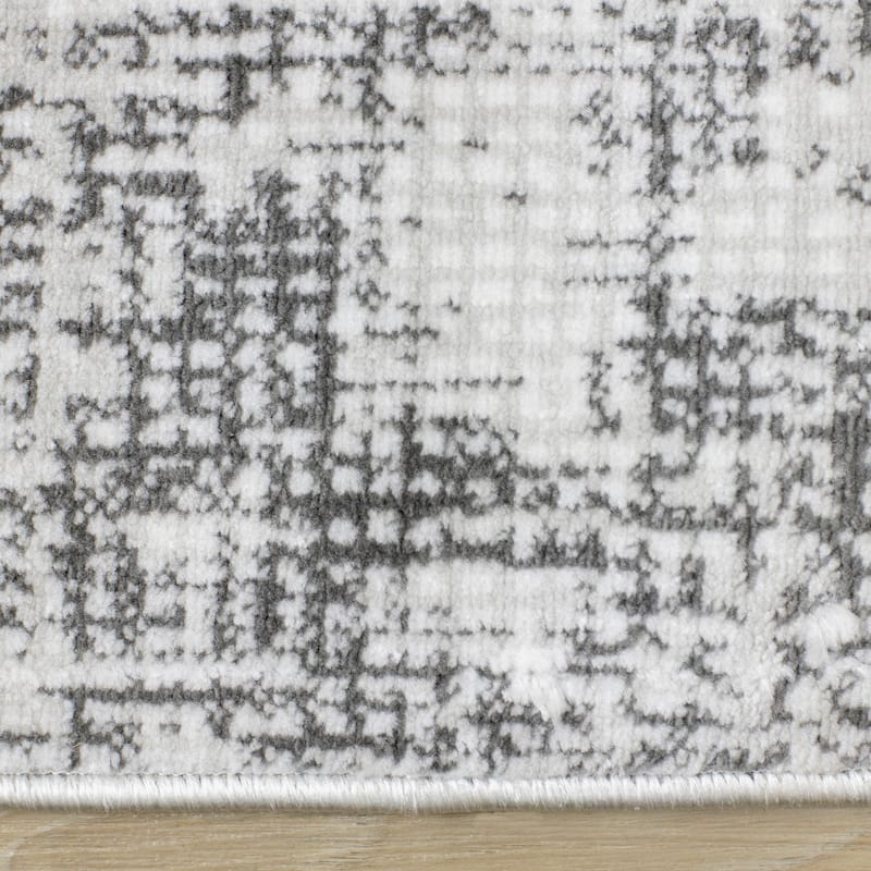 Alpine Rug Co. Washable White/Grey Abstract Area Rug