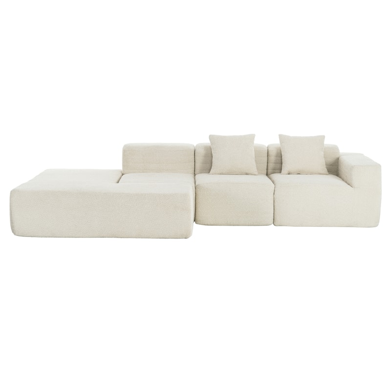 116.5" Polyester 4-Seater Sectional Sofa with Back Pillows