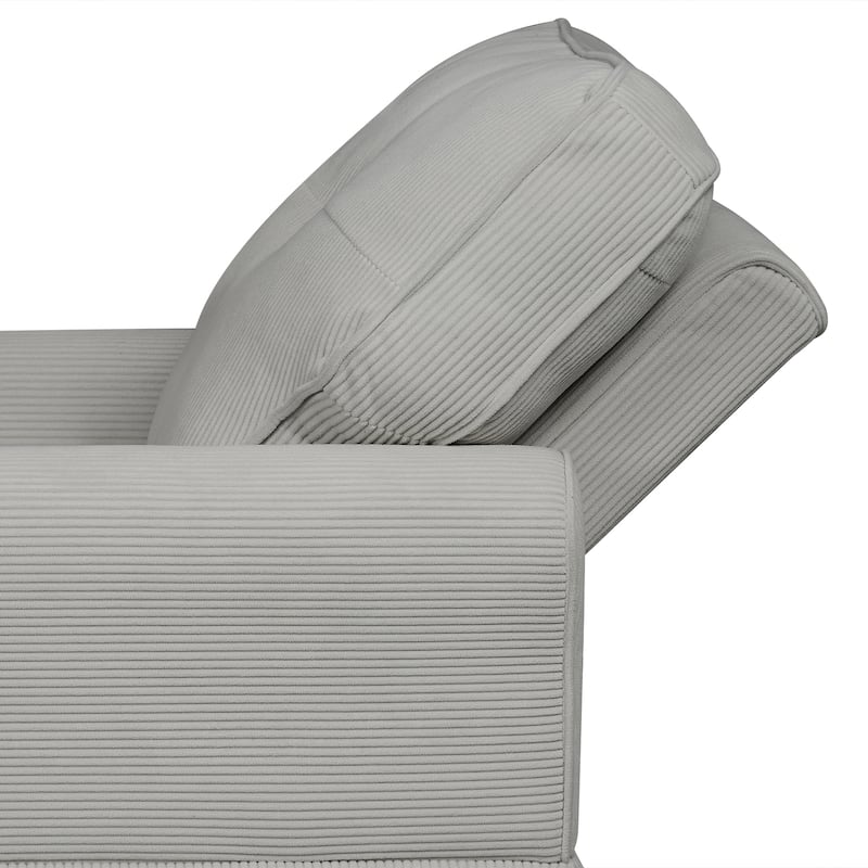 Gray+Beige Tufted Chaise Lounge Chair with Storage