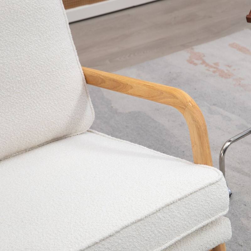 Mieres Rocking Chair, High Backrest Wooden Rocking Chair, Movable Armchair with Padded, 38.6"W Modern Leisure Single Sofa