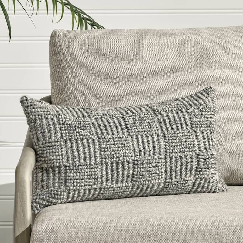 Villa by Classic Home Shades 14"x26" Recycled Fabric Throw Pillow - Grey