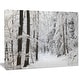 preview thumbnail 2 of 8, Designart "Dense Winter Forest and Lane" Large Forest Artwork Print on Canvas - White