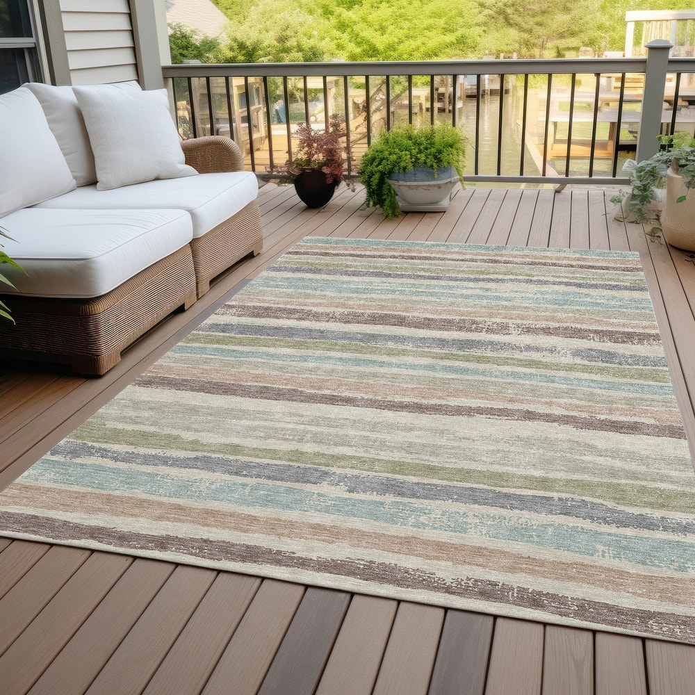 Machine Washable Indoor/ Outdoor Chantille Stripe Rug