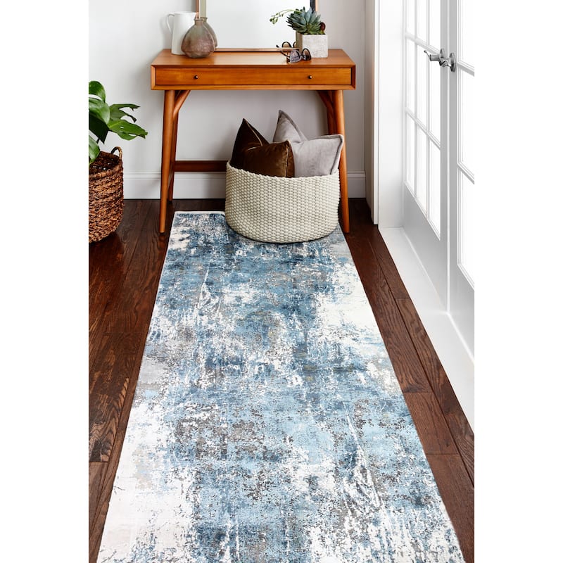 Bashian Gracee Ivory/Blue Contemporary Area Rug