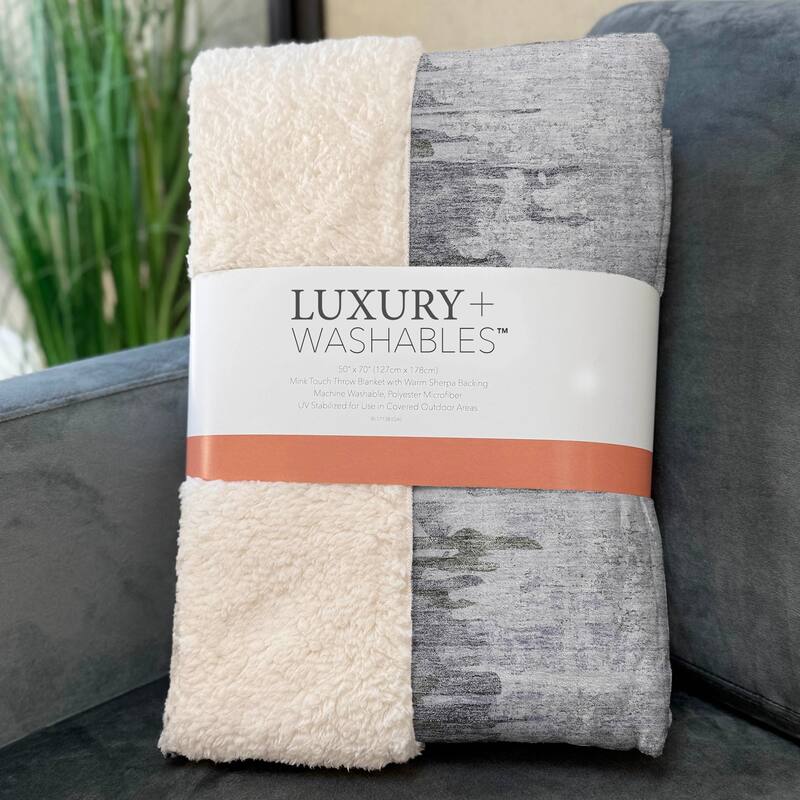 Premium Machine Washable Abstract Contemporary Sherpa Throw Blanket