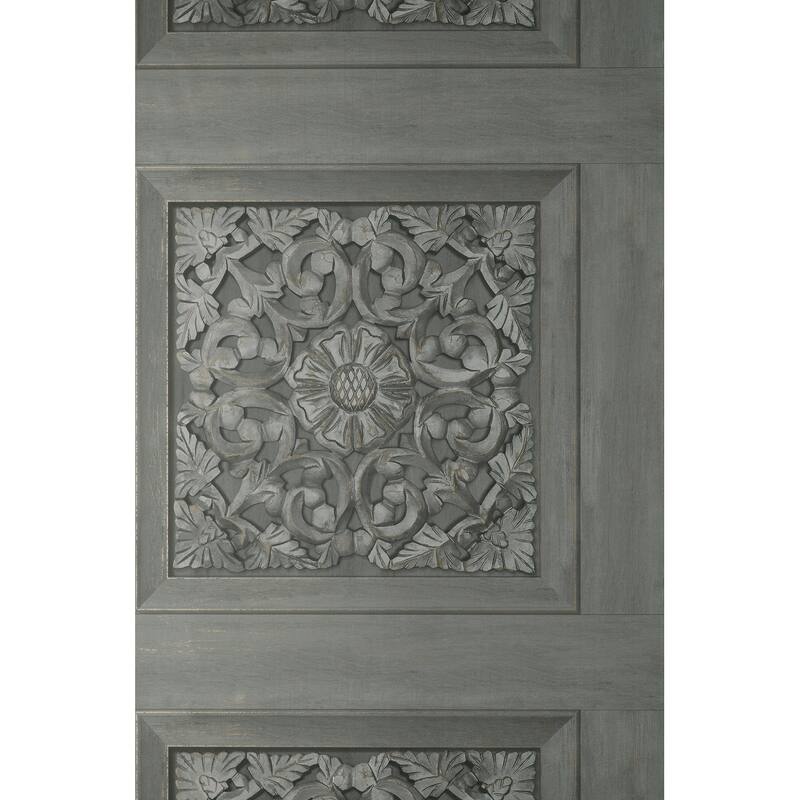 Fine Decor Albie Dark Grey Carved Panel Wallpaper