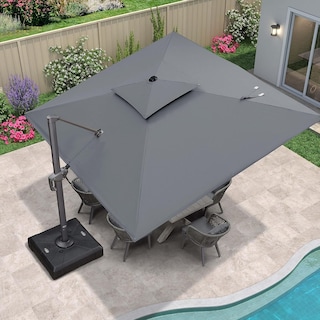 PURPLE LEAF Luxurious Design Square Patio Cantilever Umbrellas with Base