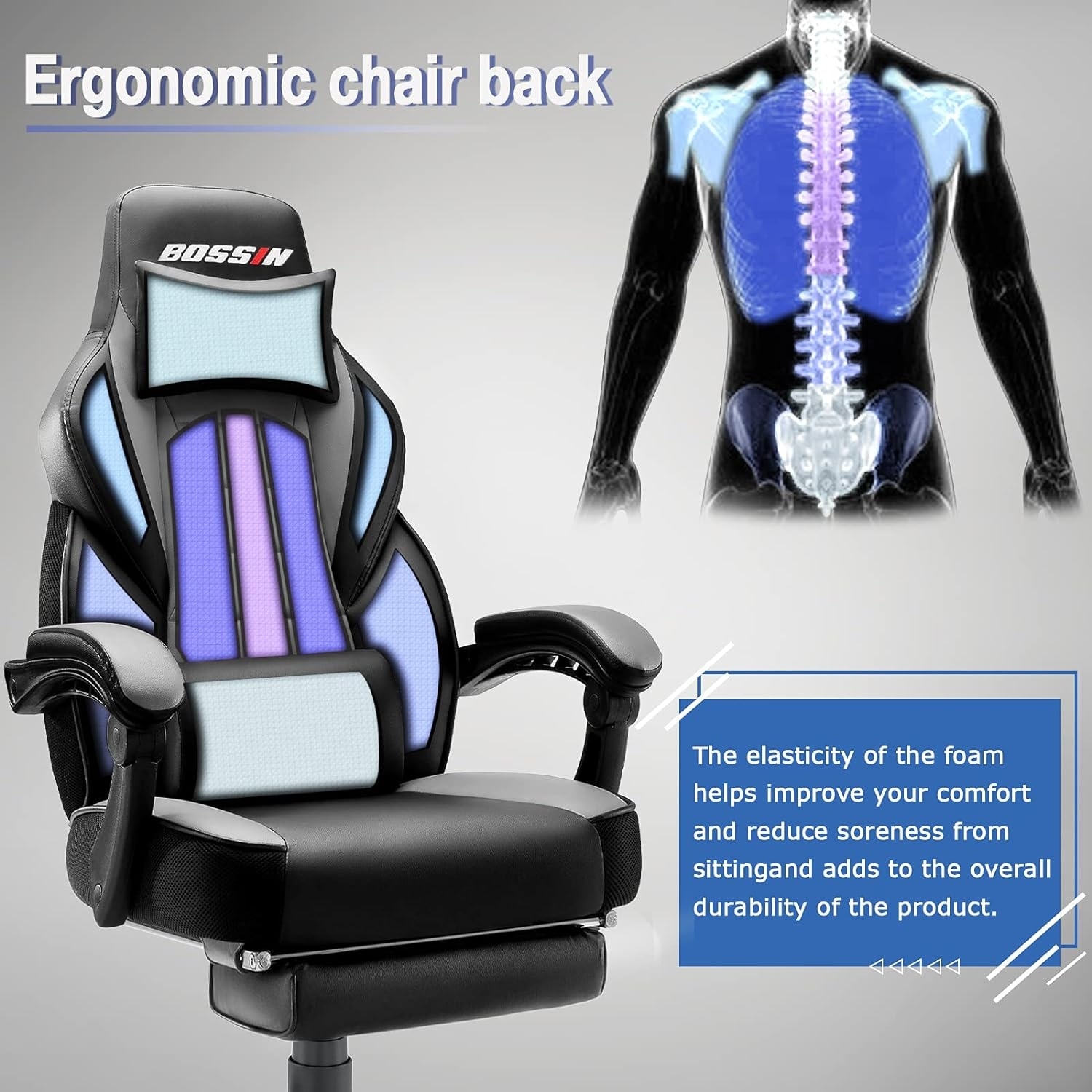 Gaming chair with footrest in online store