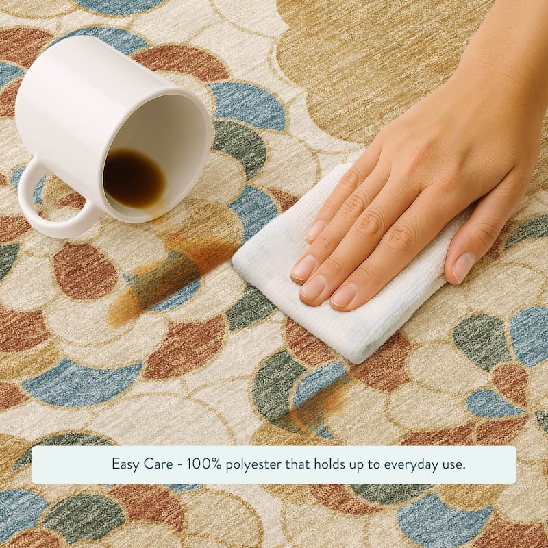 Machine Washable Indoor/ Outdoor Mosaic Cluster Chantille Rug