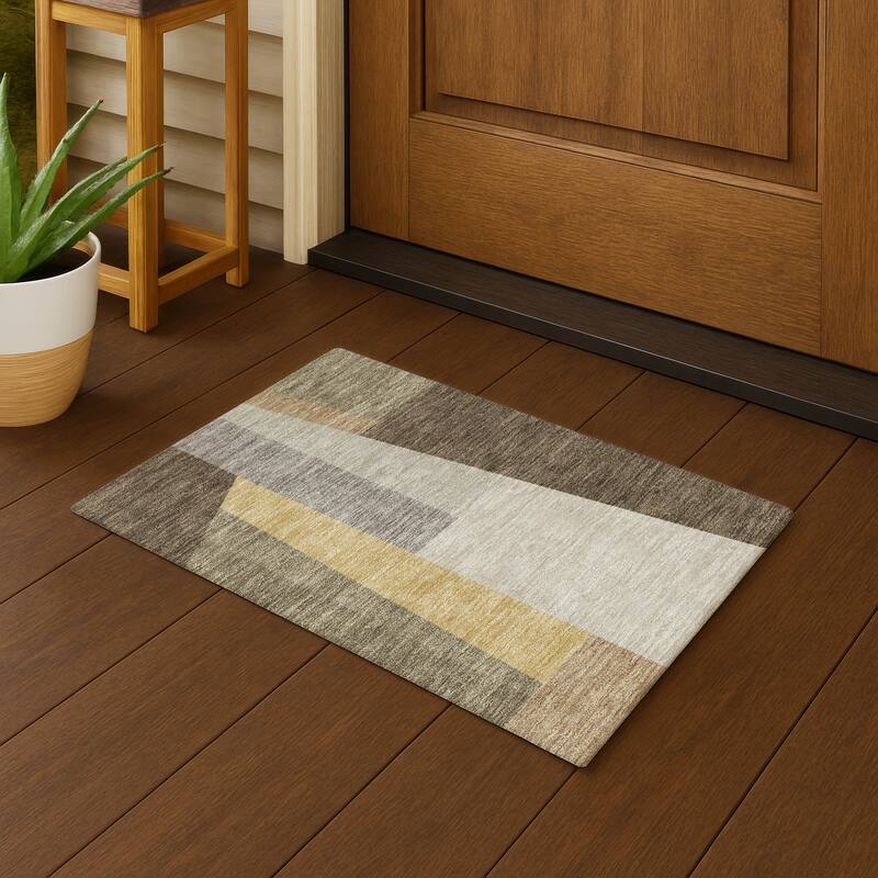 Machine Washable Indoor/ Outdoor Contemporary Jolie Chantille Rug - Chocolate - 1'8" x 2'6"
