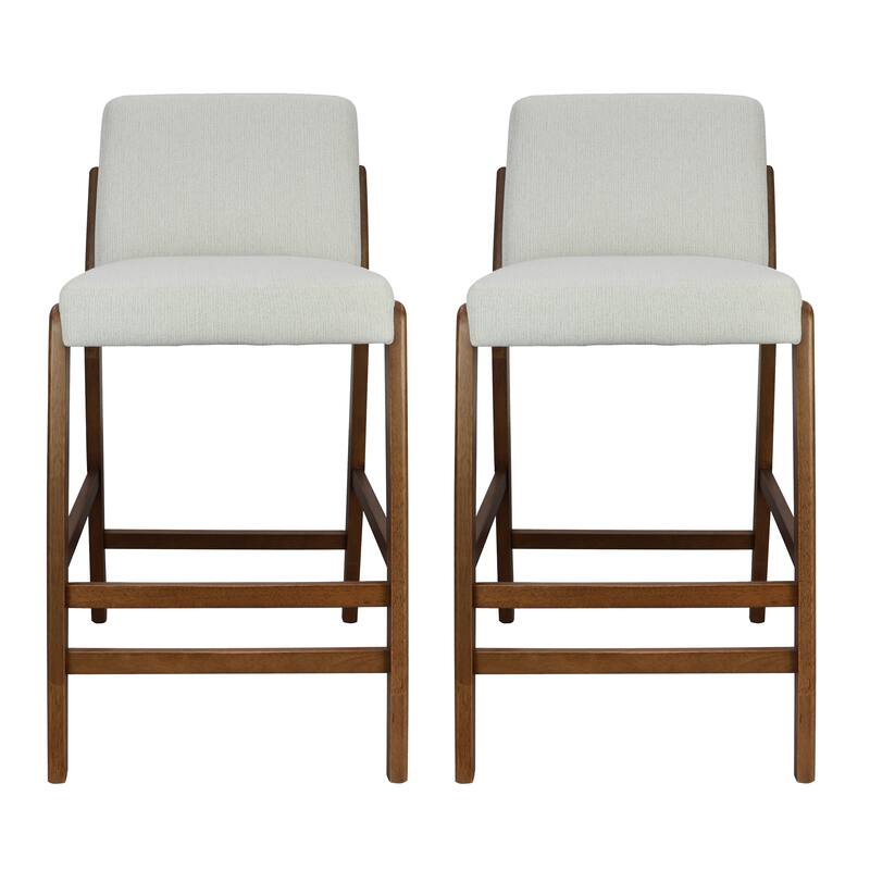 Christopher Knight Home - Eli Classic Wooden Upholstered Bar Stool with Padded Seat and Backrest