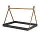 preview thumbnail 10 of 9, Full Size Tent Floor Kids Bed Frame with Triangle Structure and Safety Railings for Kids, Special Design, White+Natural