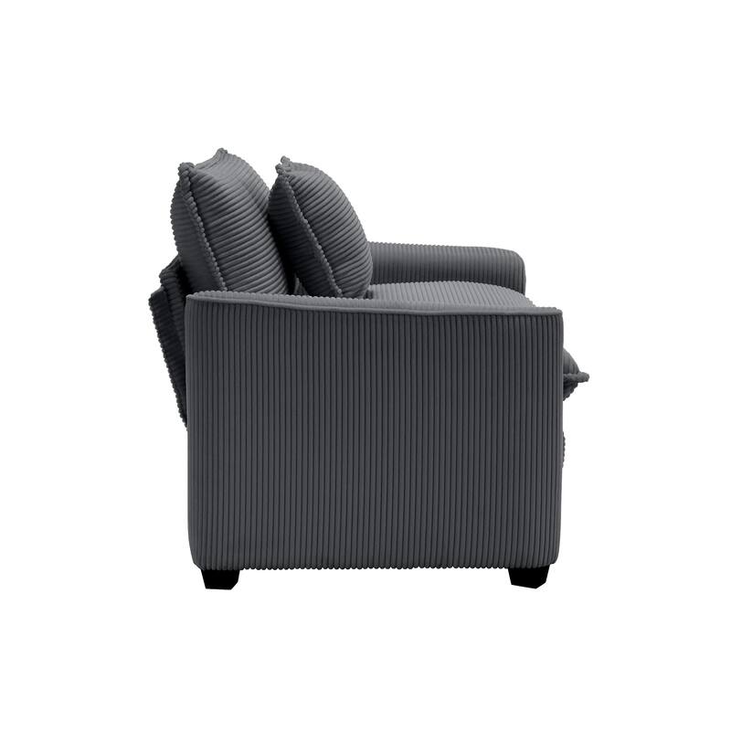 Oversized 3 - Piece Sofa Set with Corduroy 3-Seater Sofa and 2-Seater Loveseat & Single Deep Seat Sofa Chair for Livingroom