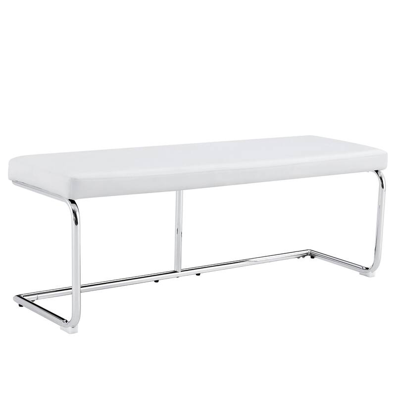 Roomfitters Modern Shoe Bench with Silver Metal Legs, Upholstered Sofa Bench for Bedroom and Living Room