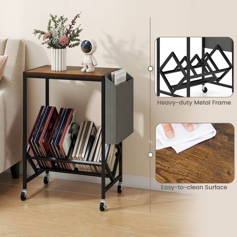 Costway Record Player Stand with Vinyl Record Storage & Side Storage - See Details