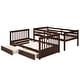 preview thumbnail 45 of 51, Twin Over Twin Bunk Bed Convertible 2 Platform Beds, Wooden Panel Bed with Ladder, Guardrail and 2 Drawers