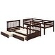preview thumbnail 22 of 48, Twin-Over-Twin Bunk Bed with 2 Storage Drawers, Solid Wood Bunk Bed with Guardrail and Built-in Ladder, for Kids Teens Adult