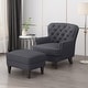 preview thumbnail 3 of 3, Roomfitters Tufted Accent Chair with Ottoman Set, Nailhead Trim Upholstered Lounge Chair with Wood Legs for Living Room, Gray