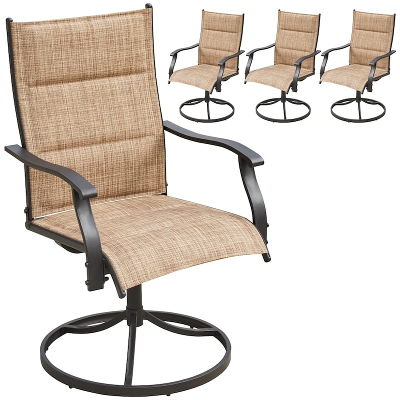 EROMMY Outdoor Swivel Patio Chairs 2/4 Pack, High-Back Textilene Dining Rocker Chairs with Metal Frame