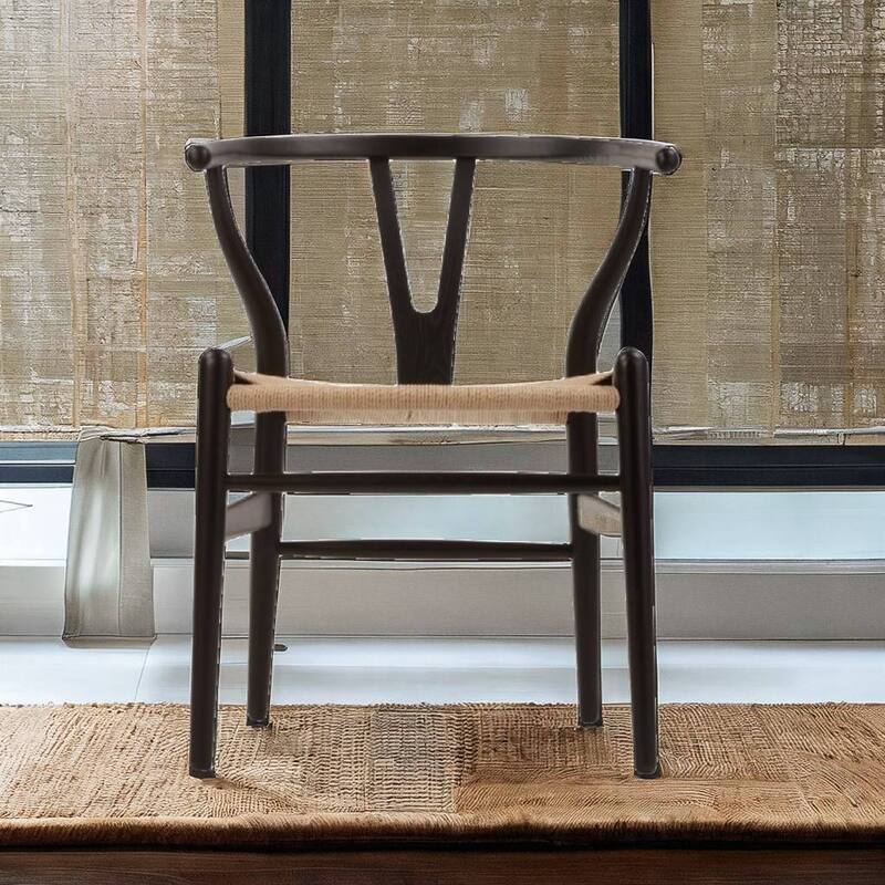 Wish bone Solidwood Dining Chair Woodcord Chair ( set of 4) - Black