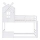 preview thumbnail 3 of 7, White Twin over Twin Pine Wood Bunk Bed with Lovely Windmill Design, Guardrails, and Ladder, Featuring Roof and Window