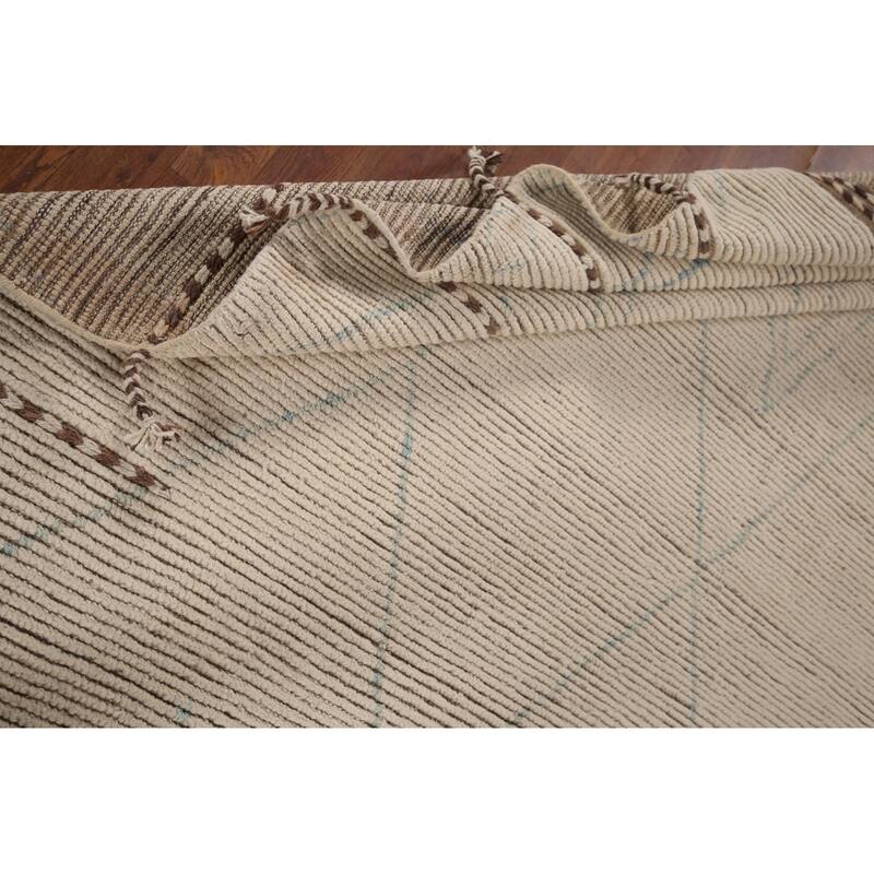 Earth Tone Moroccan Oriental Area Rug Handmade Trellis Wool Carpet - 7'6"x 10'8"