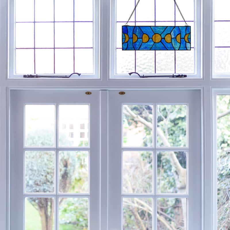 Moon Phases River of Goods Stained Glass Window Panel - 14" x 0.25" x 5"