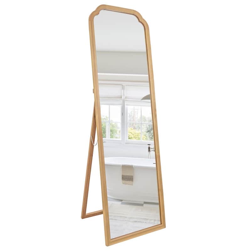 Arc Corner Square Floor Mirror - Natural Wood - 20"x65"