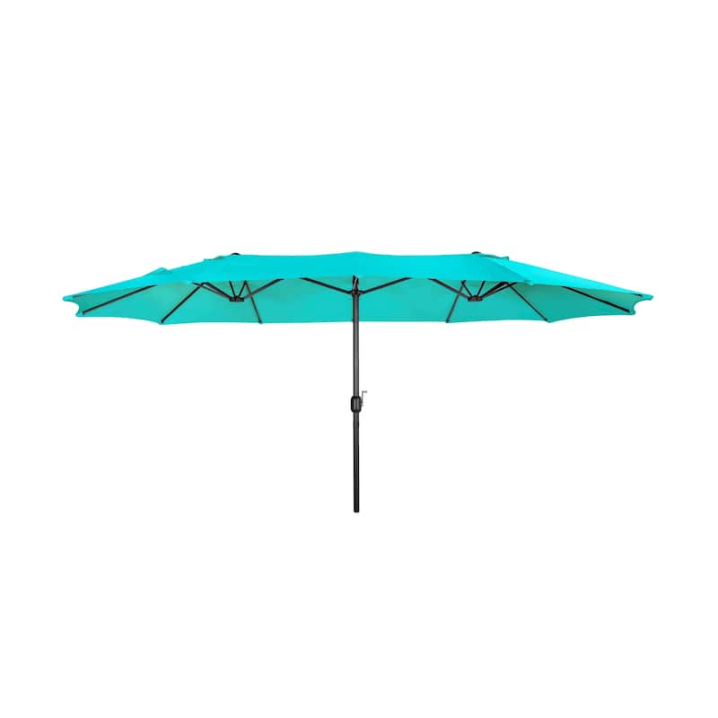 Johnn 15-foot Double-Sided Outdoor Offset Patio Twin Umbrella - Turquoise