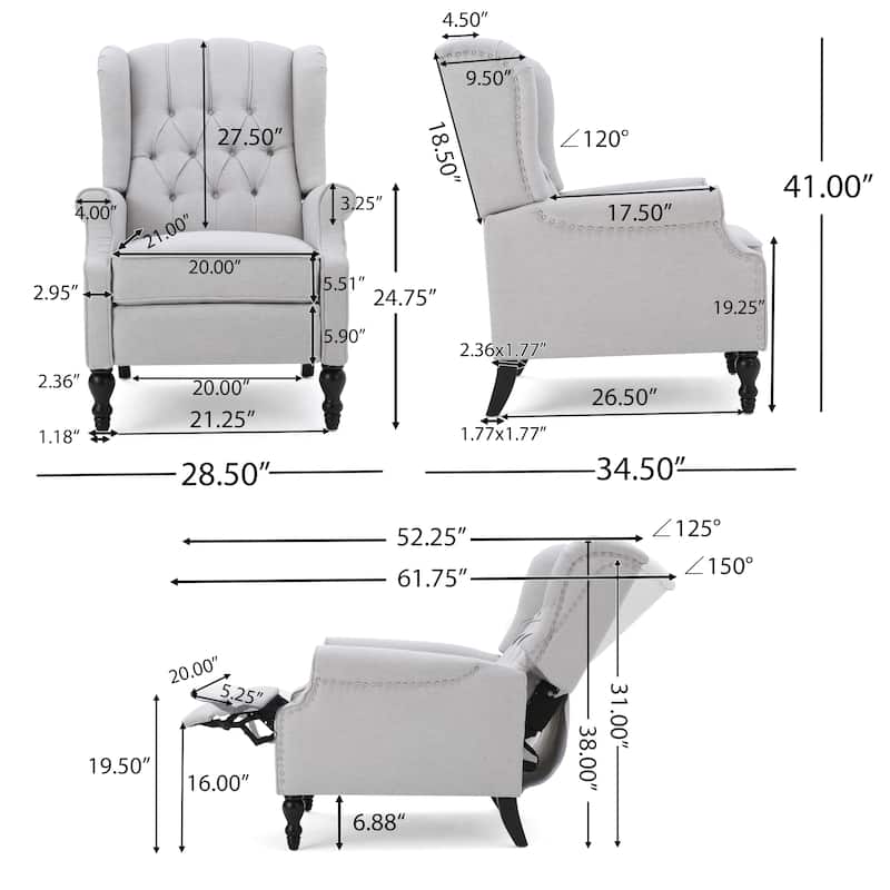 Walter Tufted Fabric Recliners (Set of 2) by Christopher Knight Home
