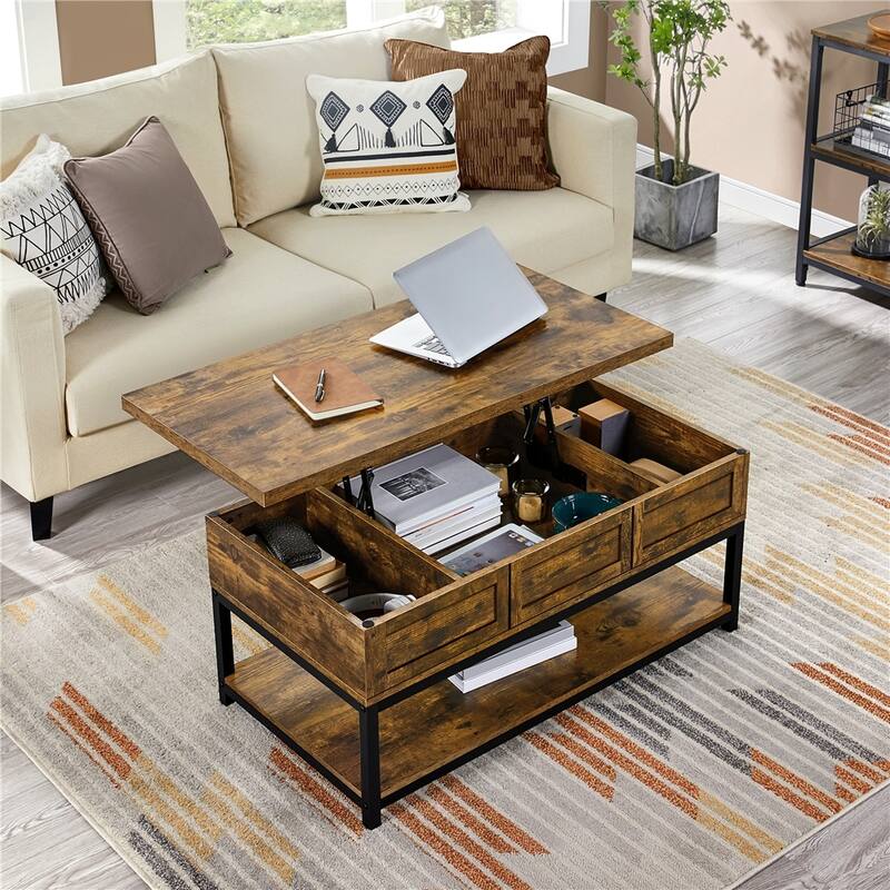 Yaheetech 40" Wooden Lift Top Coffee Table Acent Table w/ Compartments