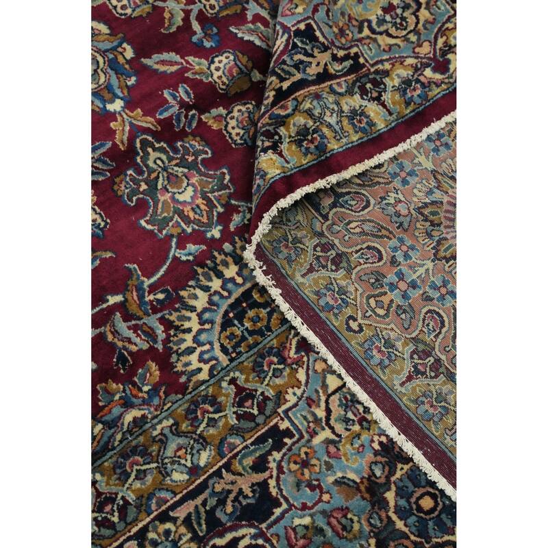 Hand Knotted Oriental 100% Wool Carpet Traditional Floral Red Kerman Area Rug - 19' 4'' X 12' 9''