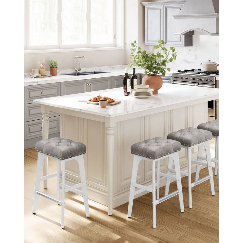 Set of 2 Counter Height Bar Stools Modern Kitchen Barstools with Backrest Perfect for Island or Counter - 12.6"D x 17.3"W x 26"H