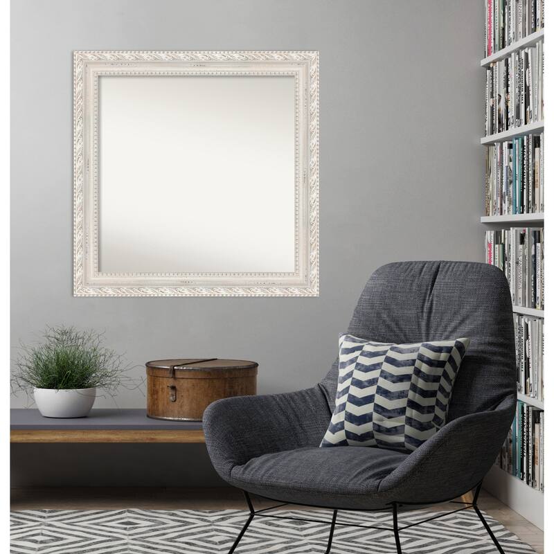 Opera Off White Non-Beveled Wood Framed Wall Mirror - Opera Off White