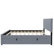 preview thumbnail 22 of 22, Velvet Upholstered Platform Bed with Pull-out Twin Trundle, Full Size Wingback Bed with Vertical Tufting Headboard and Footboard